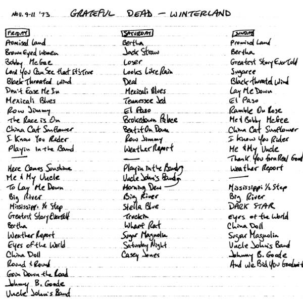 Winterland Arena - November 9, 1973 | Grateful Dead